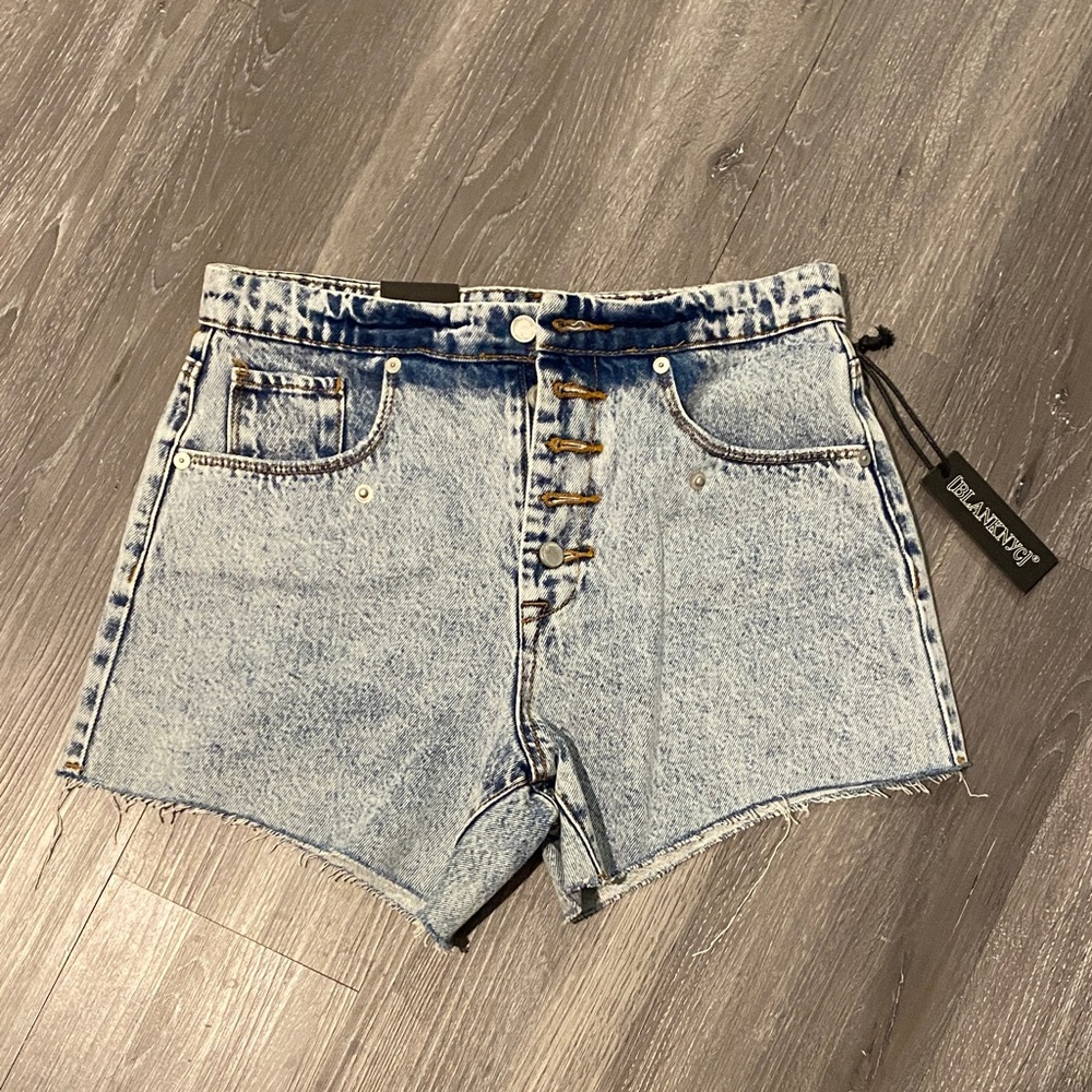 Zara Light Blue Button-Up Jean Shorts